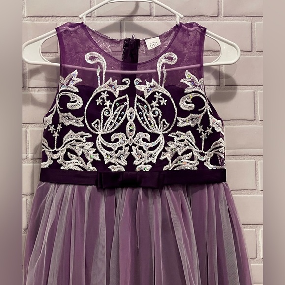 Flower Girl Lace Dress for Kids Wedding Bridesmaid/purple size 7/8 - Picture 10 of 12